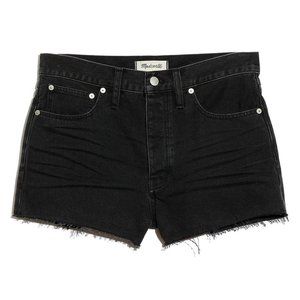 Madewell Black Denim  Dadjean Raw Hem Shorts 25